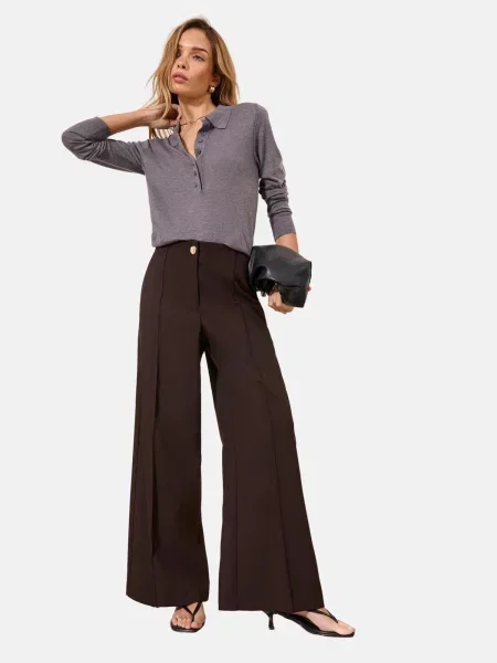 Lipsy Pantaloni cu dungă ciocolatiu