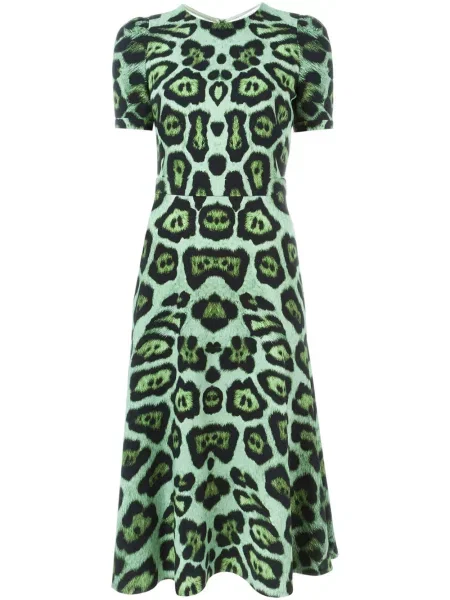 Rochie Givenchy cu imagine cu model leopard în linie A verde