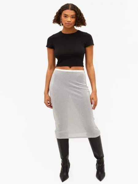 Юбка миди Monki серебряная