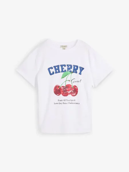 T-shirt z nadrukiem z czystej bawełny organicznej biała