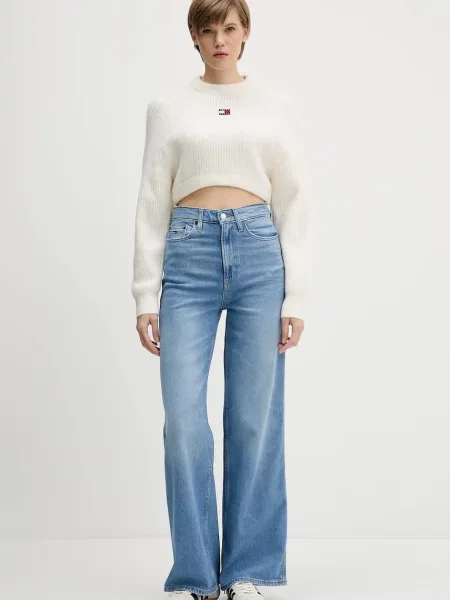 Tommy Jeans Pulover Badge Écru bež