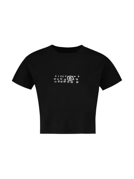 Koszulka Mm6 Maison Margiela z logo o skróconej długości czarna