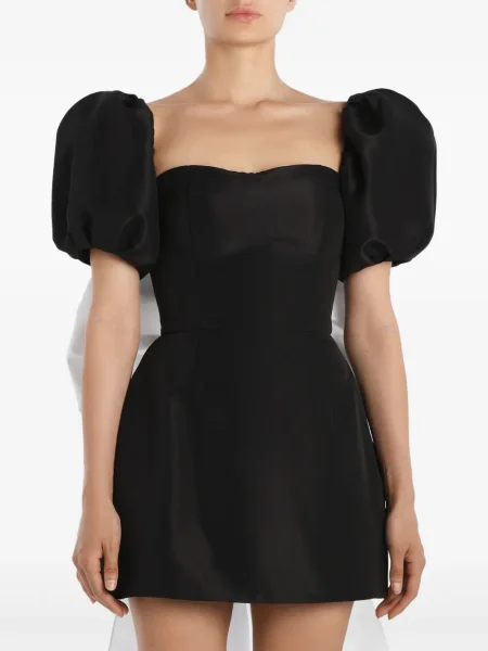 Mała sukienka mini Post Meridiem z kokardką garniturowa czarna