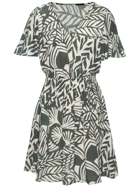 LASCANA Rochie de vară verde închis alb