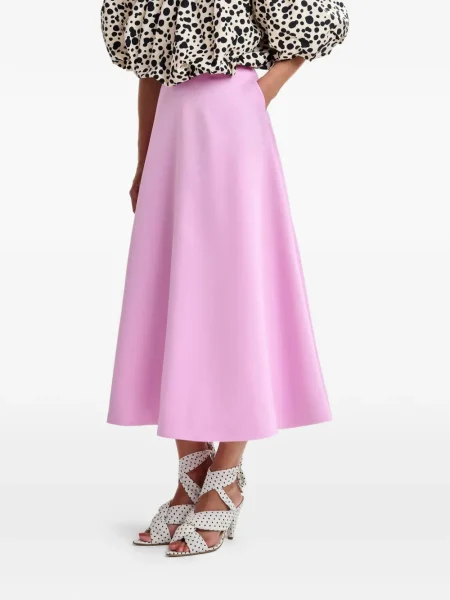 Fustă midi Essentiel Antwerp până la genunchi roz