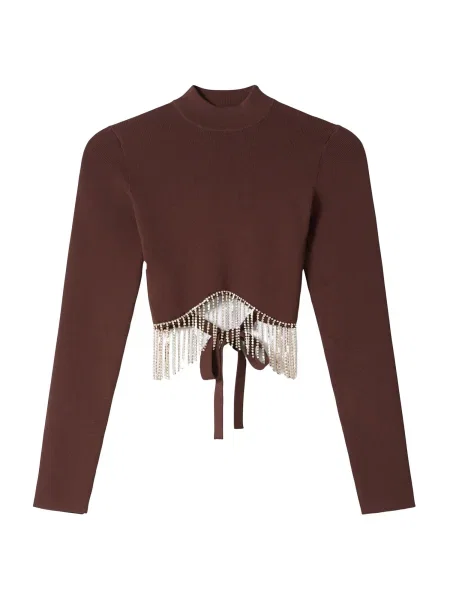 Bershka Pulover ciocolatiu / argintiu gri