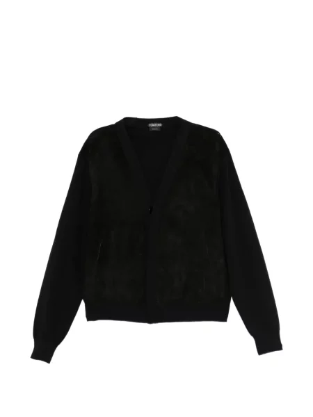 Cardigan Tom Ford din piele de căprioară negru