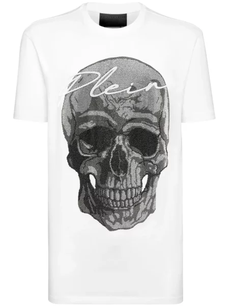 Tricou Philipp Plein de cristal alb