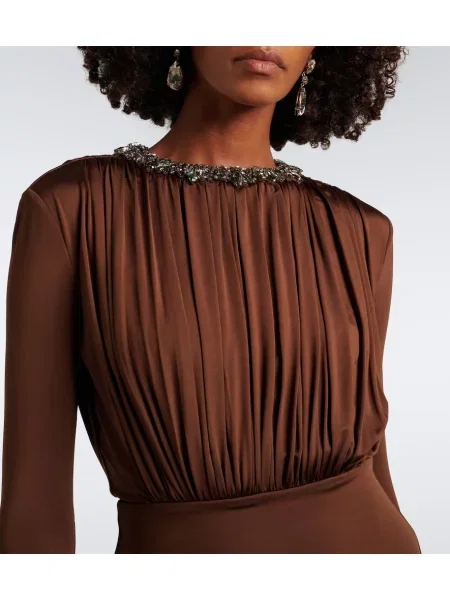 Rochie maxi Roland Mouret din jerseu maro