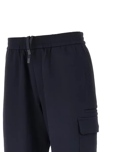 Cargo hlače Emporio Armani s vezicama plava