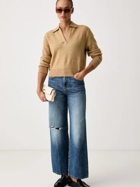 Calvin Klein Jeans pulover z dodatkom volne rjava