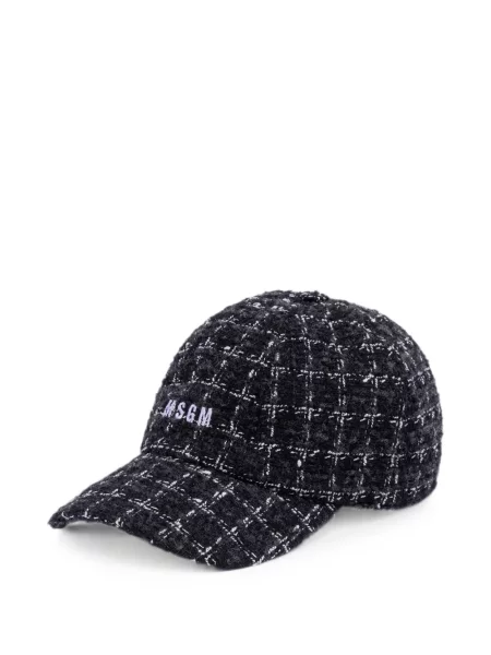Șapcă Msgm cu broderie din tweed negru