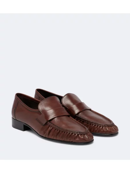 Pantofi loafer The Row din piele cu volane maro