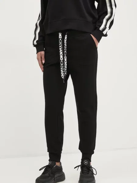 Dkny pantaloni de trening femei neted negru