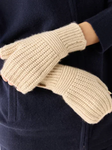 GOBI Cashmere Mănuși cu degetele goale Rib-Knit Cashmere Gloves' bej