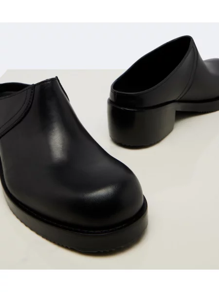Papuci tip mules Dries Van Noten din piele negru