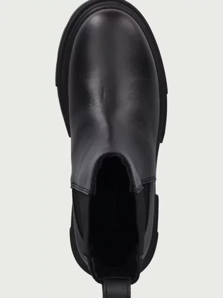 Tommy Hilfiger боти челси с платформа дамски от кожа LEATHER CHUNKY CHELSEA BOOT черно