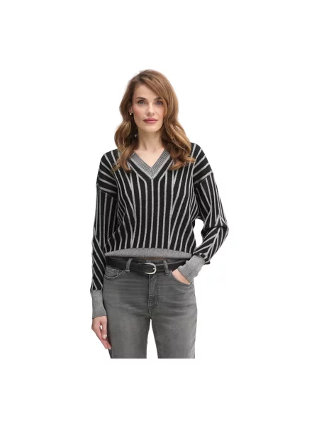 Sweter Dkny w paski z paskiem czarny