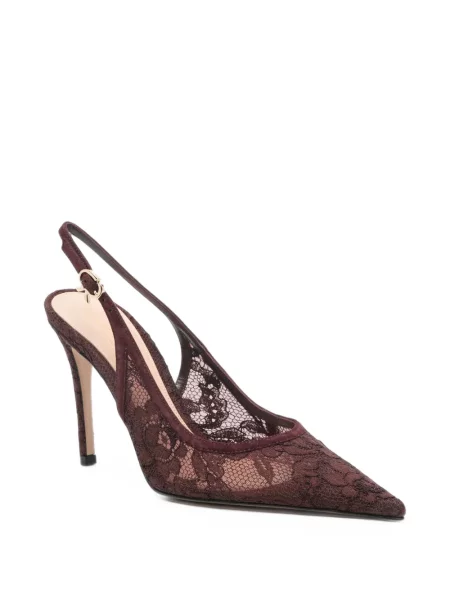 Pantofi cu toc Gianvito Rossi din dantelă roșu