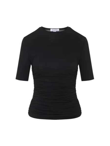Bluzka Alaïa z krótkim rękawem czarna