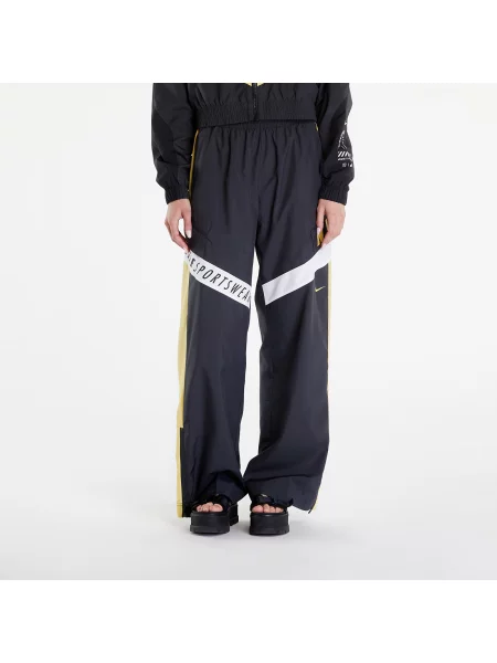 Dámske nohavice Nike Sportswear Woven High-Waisted dark smoke grey/saturn gold/white biela