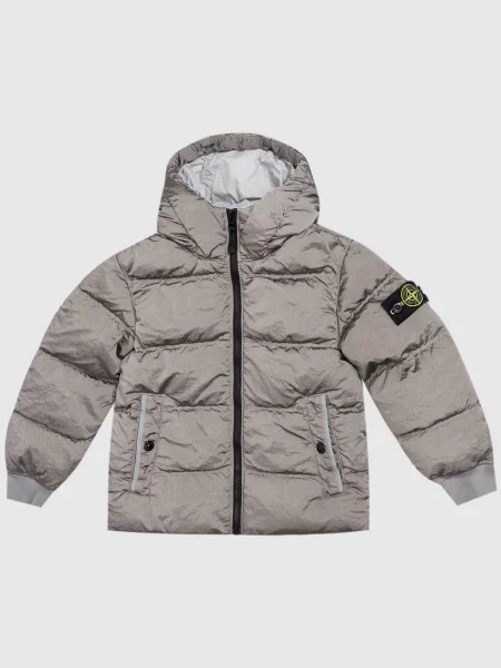 Дитячий пуховик кольору хакі з патчем логотипа Stone Island