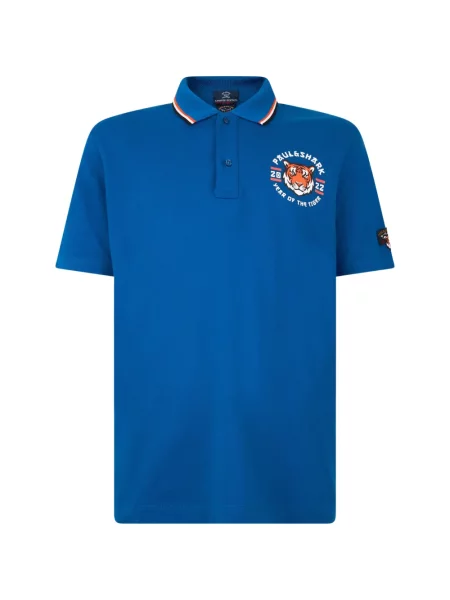 Scurt tricou polo Paul & Shark cu broderie albastru