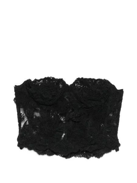 Top Ermanno Scervino din dantelă fără bretele negru