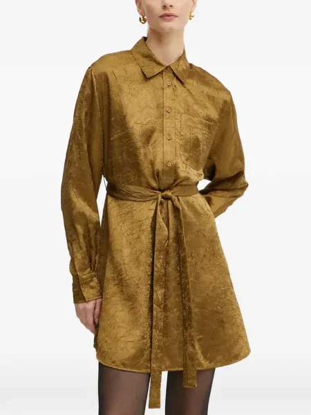 Rochie tip cămașă Pinko lungă de costum verde