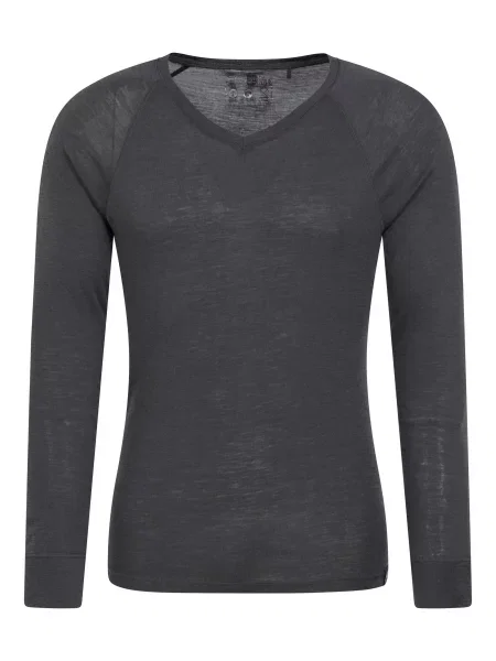 Kamizelka z długim rękawem z dekoltem w szpic z wełny Merino Grey