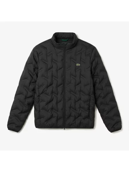 Lacoste Kurtka Z Kapturem Pikowana Regular Fit czarna