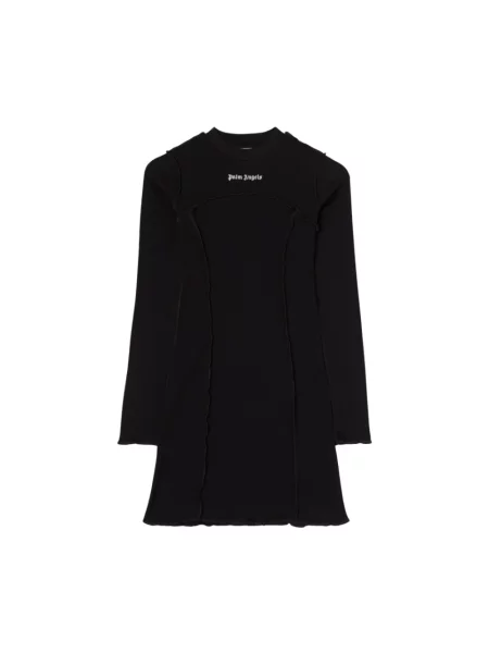 Długa sukienka maxi Palm Angels prążkowana elegancka czarna