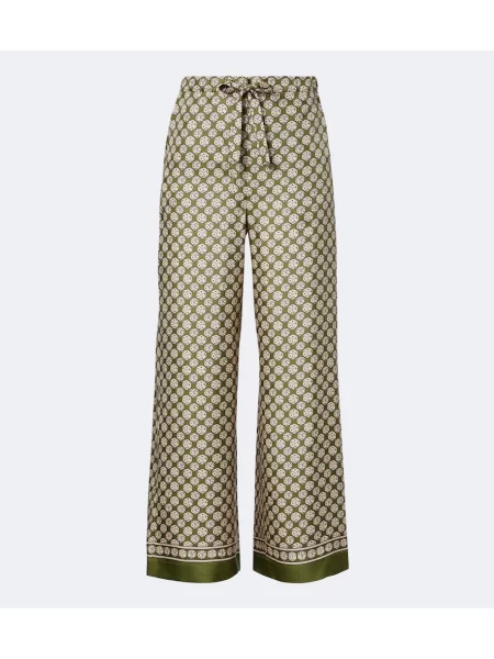 Pantaloni 's Max Mara de mătase cu imagine verde