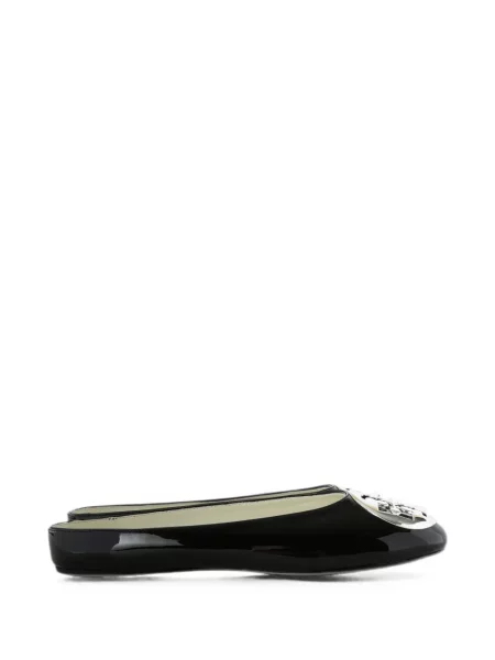 Papuci tip mules Tory Burch din piele cu autograf negru