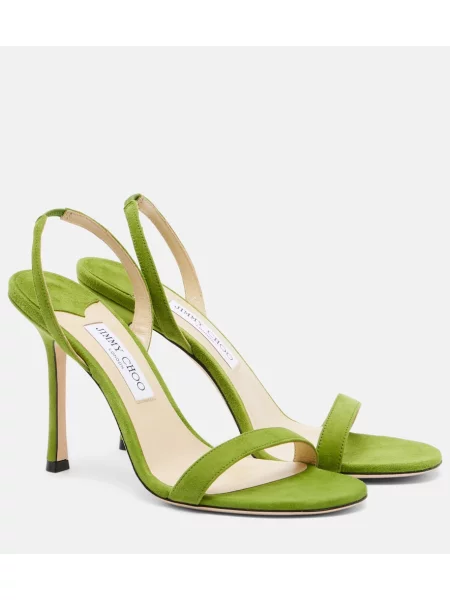 Sandale Jimmy Choo din piele de căprioară slingback verde