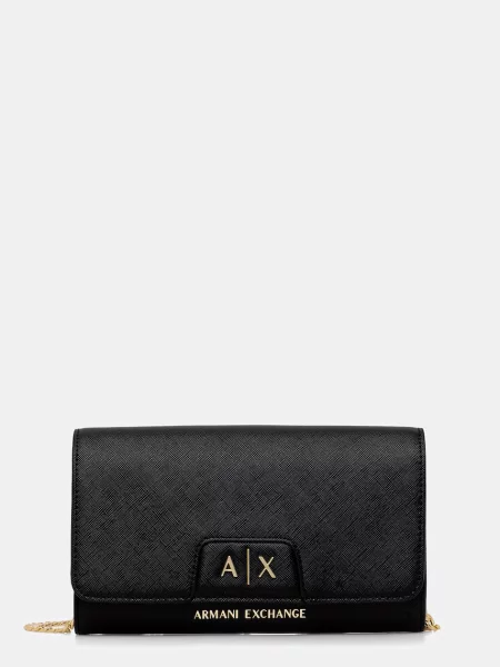 Armani Exchange geantă plic pentru femei cu imitație de piele negru