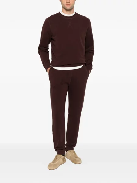 Hanorac crewneck Sunspel cu decolteu rotund maro