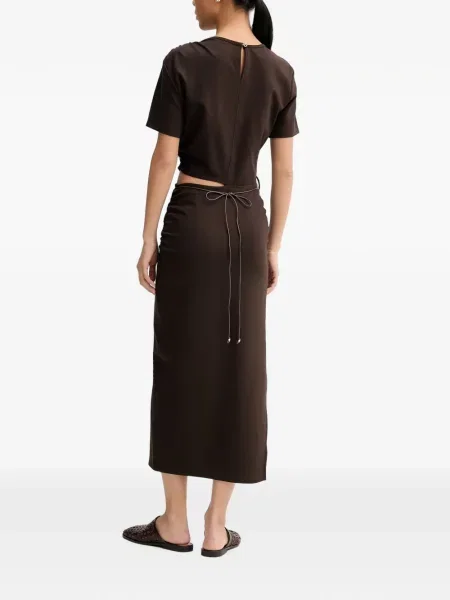 Rochie midi Sessun cu volane maro