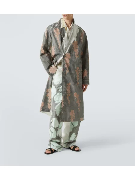 Palton Dries Van Noten cu imagine cu două rânduri de nasturi gri
