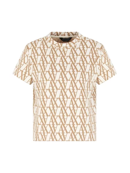 Dzianinowa koszulka Armani Exchange beżowa