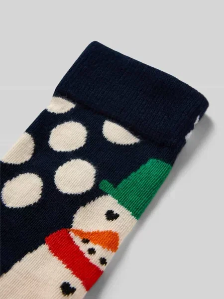 Skarpety o kroju regular fit z wyhaftowanym logo model ‘Jumbo’ Happy Socks granatowe