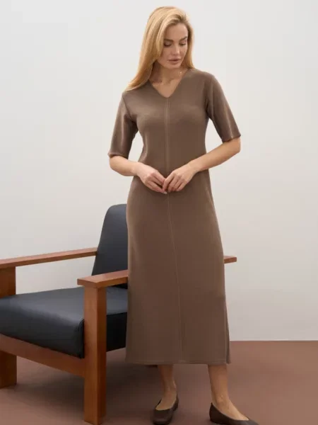 Сукня міді TrikoBakh бавовна/віскоза коричневий