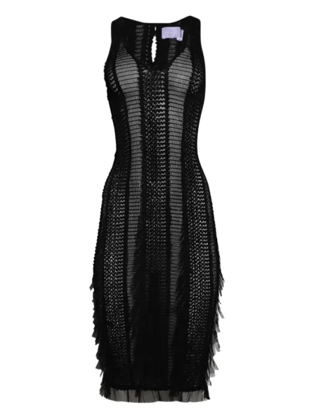 Rochie midi Roberta Einer cu pene până la genunchi de costum negru