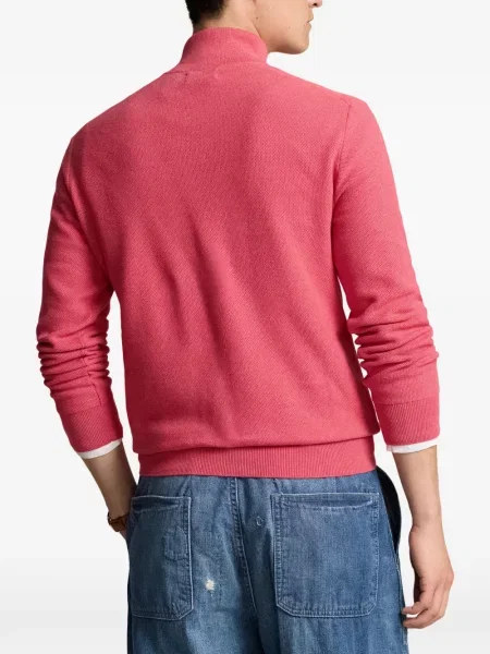 Tricou polo Polo Ralph Lauren cu glugă cu blană cu broderie roșu