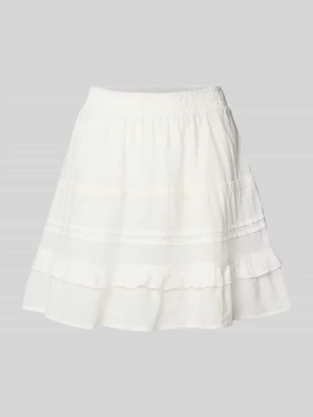 Spódnica mini o rozkloszowanym kroju z czystej bawełny model ‘PRETTY’ Vero Moda biała