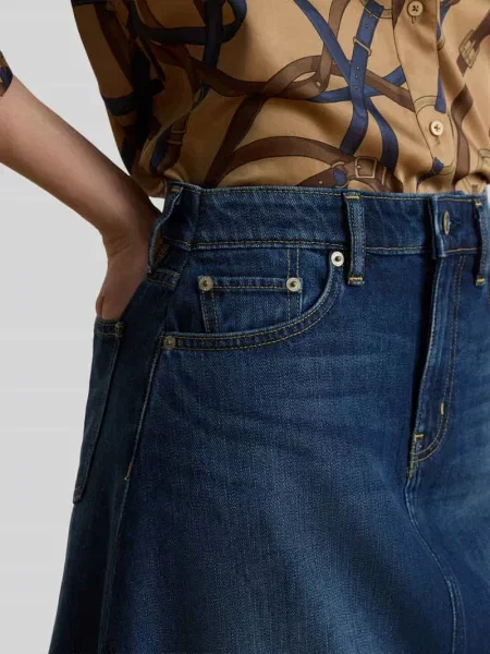 Spódnica jeansowa z rozporkiem w tkaninie stylizowanej na denim Lauren Ralph Lauren niebieska