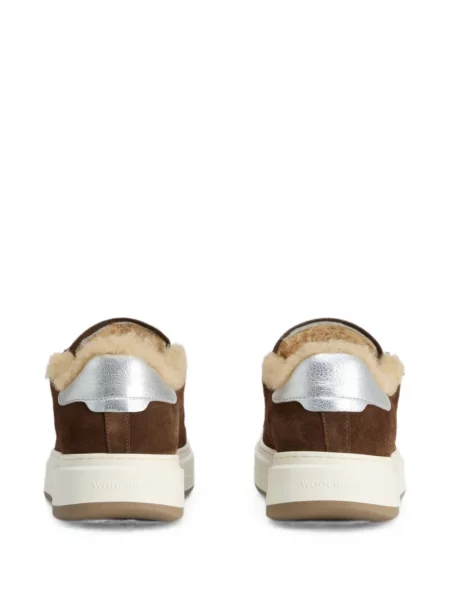 Sneakerși Woolrich din piele de oaie maro