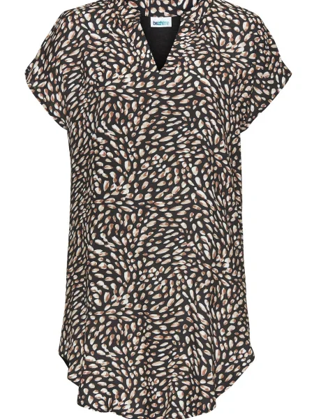 BEACH TIME Bluză bej / maro deschis / negru alb