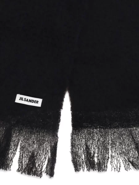 Fular Jil Sander cu franjuri negru