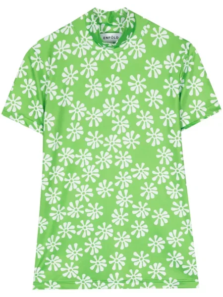 Koszulka Enfold w kwiatki z nadrukiem zielona